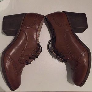 Brown oxford style heels